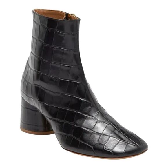 Mansur Gavriel Soft Embossed Black Leather Booties Size 10 (40) - Picture 2 of 7